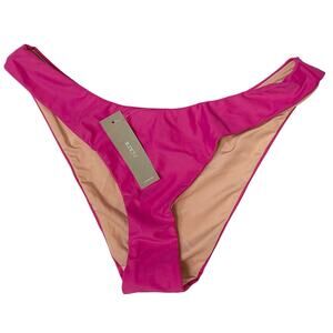 2/$15 NWT J. Crew Curved-Waist Cheeky Bikini Bottom Pink High-Cut UPF 50 Size M